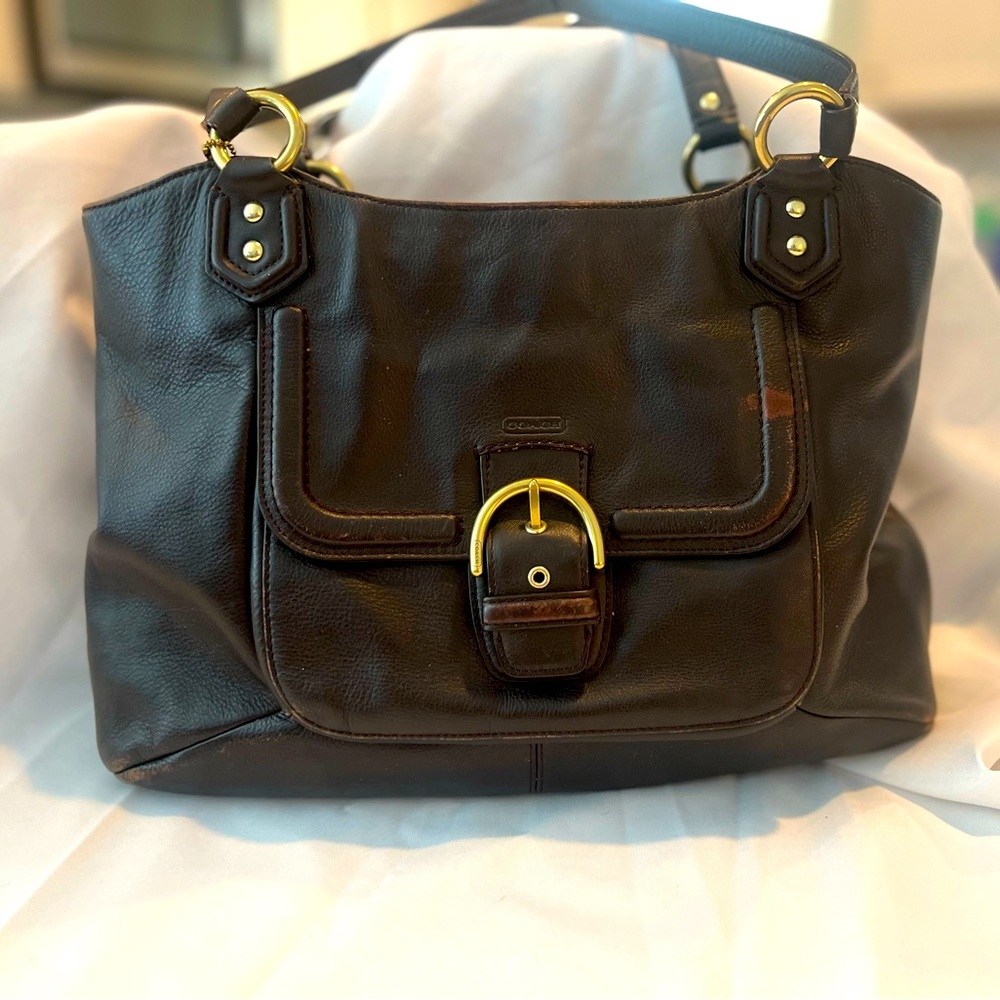 Coach leather prairie satchel in black with gold hardware